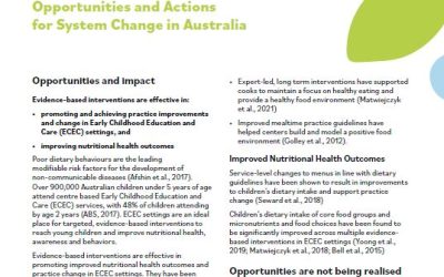 Evidence Brief 1 – Achieving Equality and Equity in the Provision of Food and Nutrition Support in Early Childhood Education and Care Settings: Opportunities and Actions for System Change in Australia
